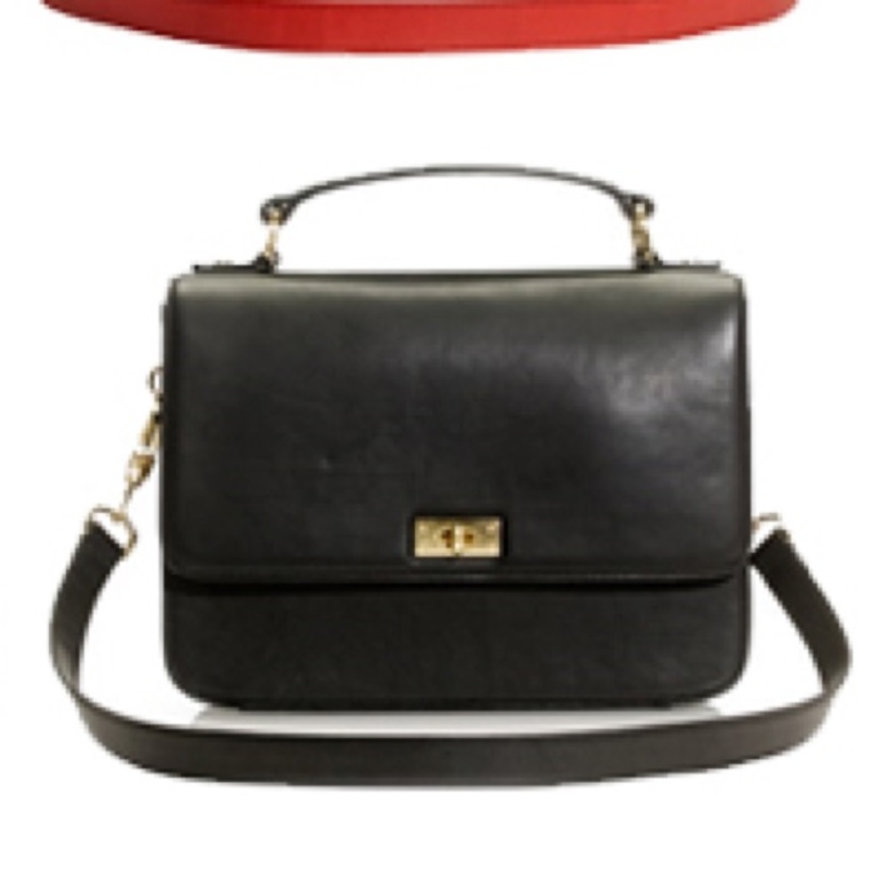 J. Crew Edie black leather shoulder bag